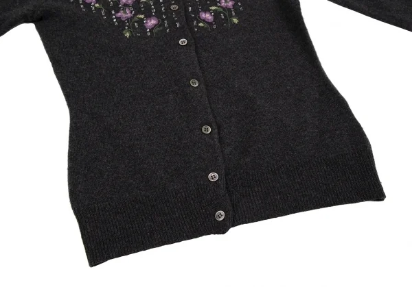 ケイタマルヤマKEITA MARUYAMA 花刺繍スパンコール装飾ニットカーディガン チャコール1 K-116763_011
