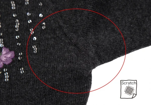 ケイタマルヤマKEITA MARUYAMA 花刺繍スパンコール装飾ニットカーディガン チャコール1 K-116763_005