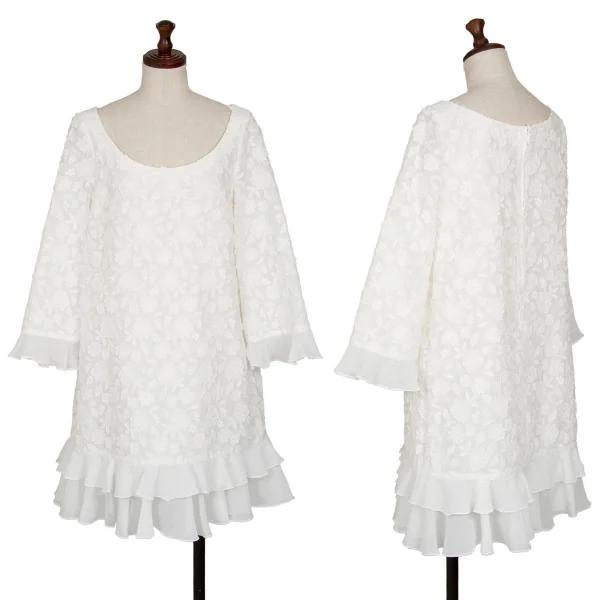 ケイタマルヤマKEITA MARUYAMA フレア切替花刺繍ワンピース オフ1 K-116773_001