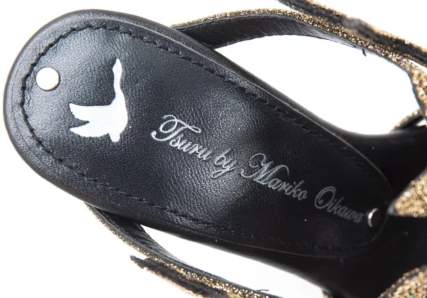 ツルバイマリコオイカワTSURU BY MARIKO OIKAWA グリッタースターヒールサンダル 35 ゴールド35(22.5位) K-116788_011