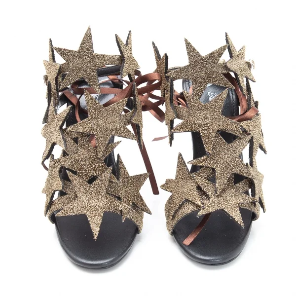 ツルバイマリコオイカワTSURU BY MARIKO OIKAWA グリッタースターヒールサンダル 35 ゴールド35(22.5位) K-116788_002