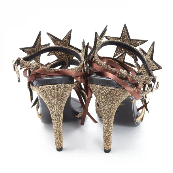 ツルバイマリコオイカワTSURU BY MARIKO OIKAWA グリッタースターヒールサンダル 35 ゴールド35(22.5位) K-116788_004