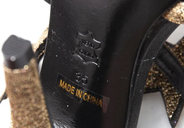 ツルバイマリコオイカワTSURU BY MARIKO OIKAWA グリッタースターヒールサンダル 35 ゴールド35(22.5位) K-116788_006