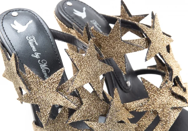 ツルバイマリコオイカワTSURU BY MARIKO OIKAWA グリッタースターヒールサンダル 35 ゴールド35(22.5位) K-116788_008