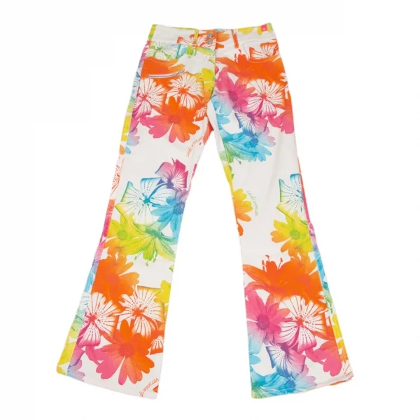 ヴェルサーチスポーツVERSACE SPORT カラフルフラワープリントフレアパンツ 白マルチ40 K-116808_001