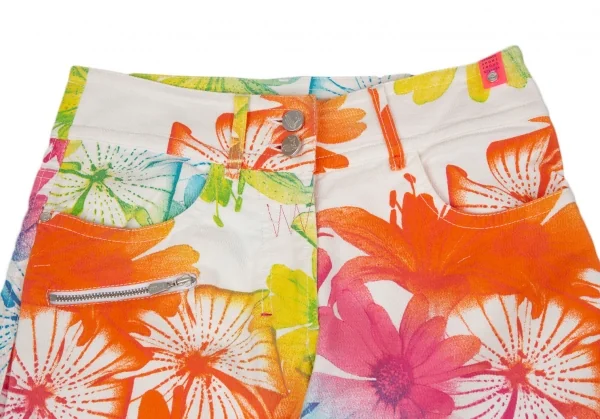 ヴェルサーチスポーツVERSACE SPORT カラフルフラワープリントフレアパンツ 白マルチ40 K-116808_002