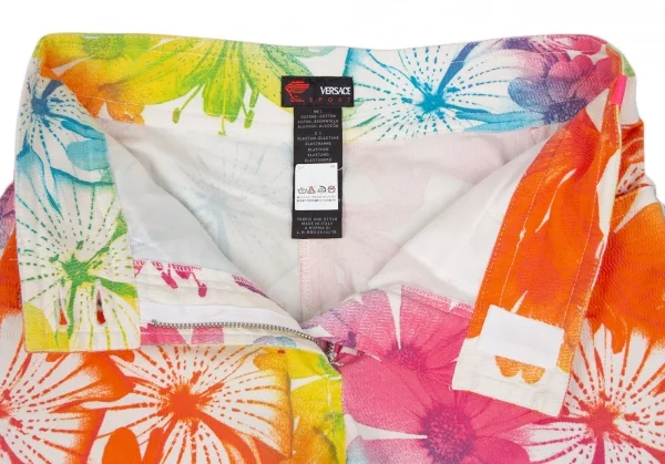 ヴェルサーチスポーツVERSACE SPORT カラフルフラワープリントフレアパンツ 白マルチ40 K-116808_005