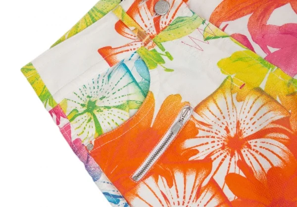 ヴェルサーチスポーツVERSACE SPORT カラフルフラワープリントフレアパンツ 白マルチ40 K-116808_006