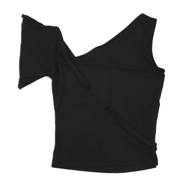 ヴェルサーチ ジーンズクチュールVERSACE JEAN COUTURE チェーン刺繍アシンメトリートップス 黒S K-116809_012