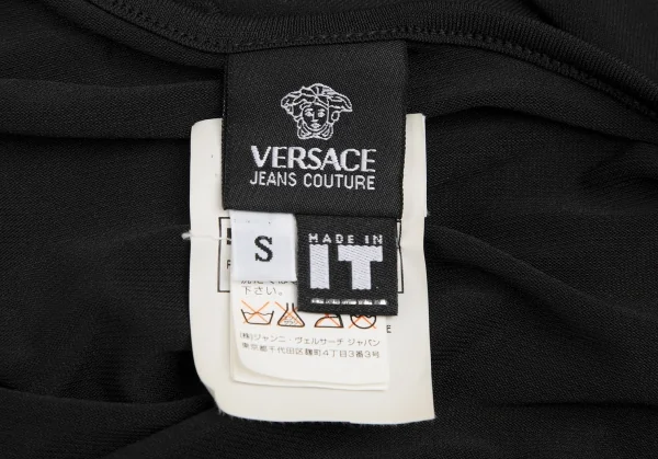 ヴェルサーチ ジーンズクチュールVERSACE JEAN COUTURE チェーン刺繍アシンメトリートップス 黒S K-116809_019