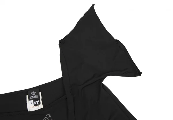 ヴェルサーチ ジーンズクチュールVERSACE JEAN COUTURE チェーン刺繍アシンメトリートップス 黒S K-116809_005