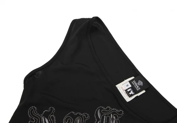 ヴェルサーチ ジーンズクチュールVERSACE JEAN COUTURE チェーン刺繍アシンメトリートップス 黒S K-116809_007