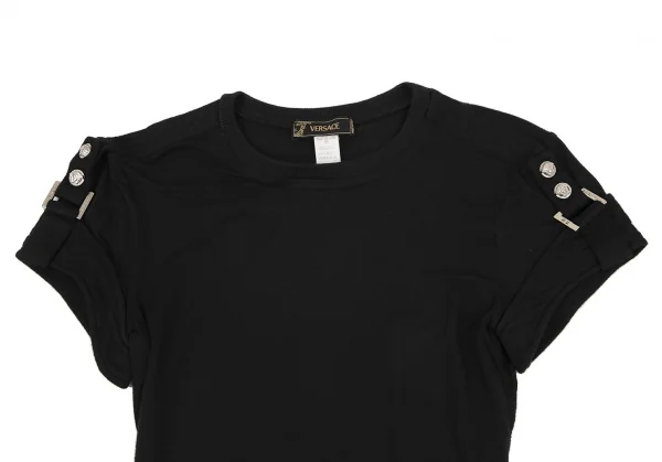 ヴェルサーチVERSACE ショルダーベルトデザインTシャツ 黒S位 K-116815_002