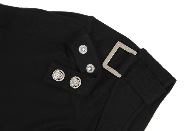 ヴェルサーチVERSACE ショルダーベルトデザインTシャツ 黒S位 K-116815_006
