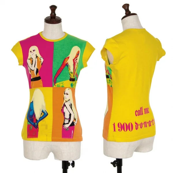 ヴェルサーチVERSACE ドナテラパネルプリントトップス 黄マルチS位 K-116816_001