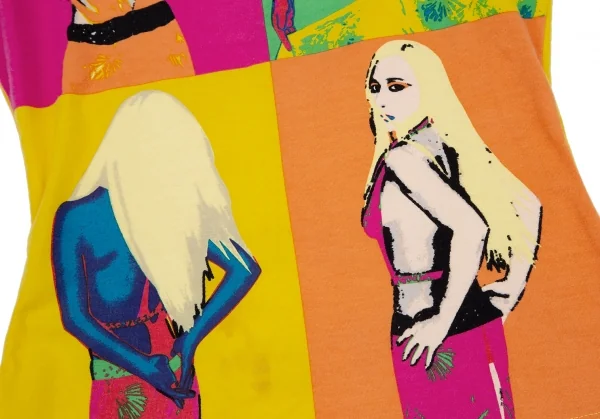 ヴェルサーチVERSACE ドナテラパネルプリントトップス 黄マルチS位 K-116816_010