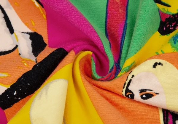 ヴェルサーチVERSACE ドナテラパネルプリントトップス 黄マルチS位 K-116816_014