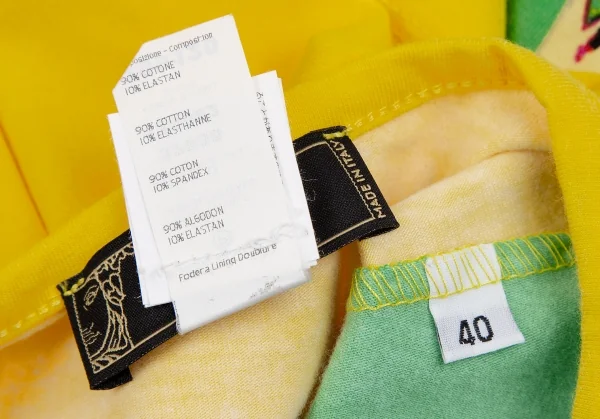 ヴェルサーチVERSACE ドナテラパネルプリントトップス 黄マルチS位 K-116816_015