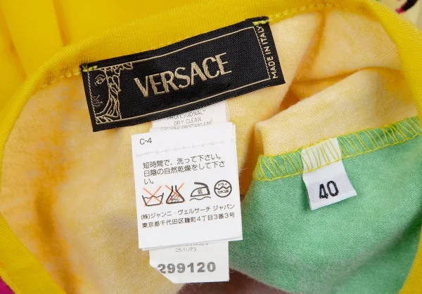 ヴェルサーチVERSACE ドナテラパネルプリントトップス 黄マルチS位 K-116816_016