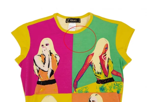 ヴェルサーチVERSACE ドナテラパネルプリントトップス 黄マルチS位 K-116816_003