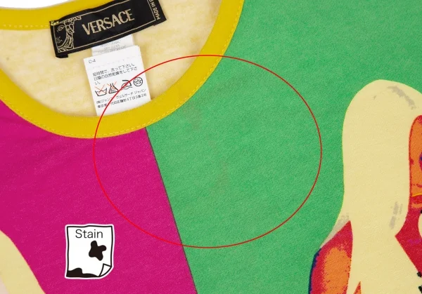ヴェルサーチVERSACE ドナテラパネルプリントトップス 黄マルチS位 K-116816_004