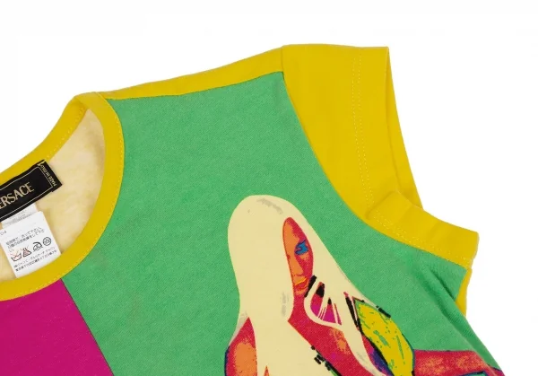 ヴェルサーチVERSACE ドナテラパネルプリントトップス 黄マルチS位 K-116816_006