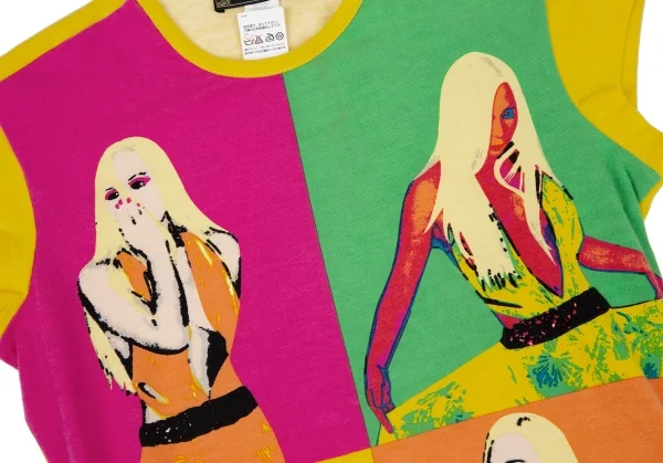ヴェルサーチVERSACE ドナテラパネルプリントトップス 黄マルチS位 K-116816_007