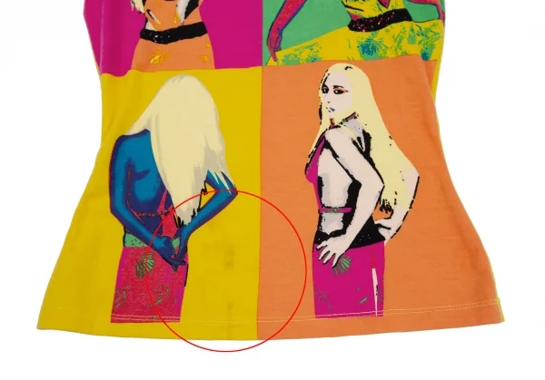 ヴェルサーチVERSACE ドナテラパネルプリントトップス 黄マルチS位 K-116816_008