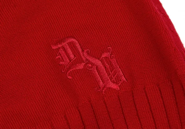 ヴェルサーチVERSACE ワンポイント刺繍タートルネックノースリーブニット 赤38 K-116817_010