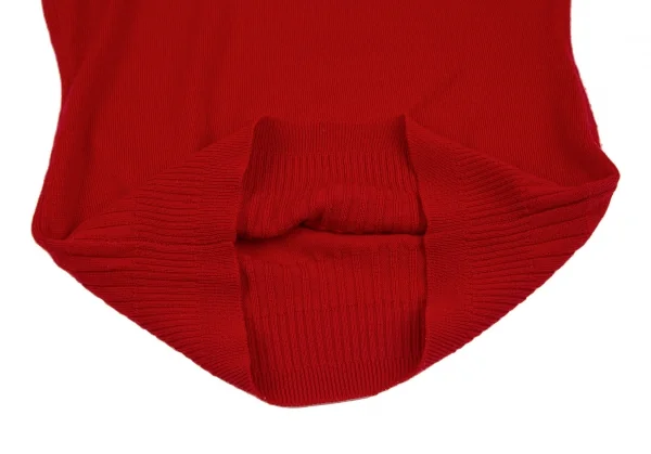 ヴェルサーチVERSACE ワンポイント刺繍タートルネックノースリーブニット 赤38 K-116817_011