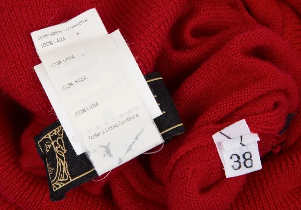 ヴェルサーチVERSACE ワンポイント刺繍タートルネックノースリーブニット 赤38 K-116817_014