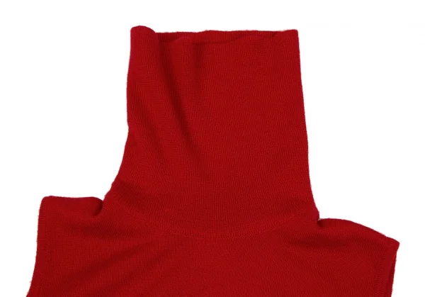 ヴェルサーチVERSACE ワンポイント刺繍タートルネックノースリーブニット 赤38 K-116817_005