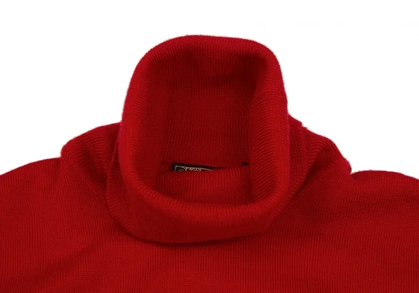 ヴェルサーチVERSACE ワンポイント刺繍タートルネックノースリーブニット 赤38 K-116817_006