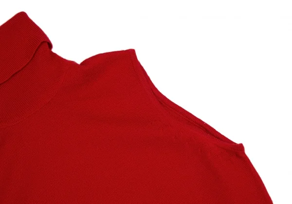ヴェルサーチVERSACE ワンポイント刺繍タートルネックノースリーブニット 赤38 K-116817_007