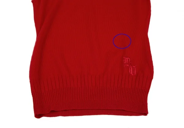 ヴェルサーチVERSACE ワンポイント刺繍タートルネックノースリーブニット 赤38 K-116817_008