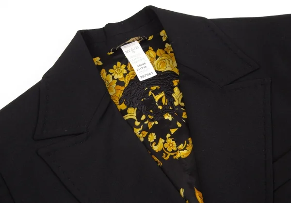 ヴェルサーチVERSACE 裏ゴシックプリントストレッチメデューサボタンジャケット 黒38 K-116822_008