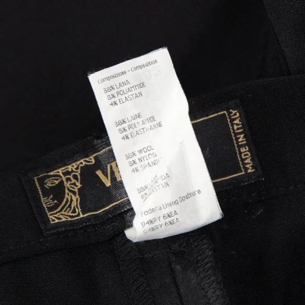 ヴェルサーチVERSACE ストレッチメデューサボタンパンツ 黒38 K-116823_011