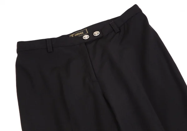 ヴェルサーチVERSACE ストレッチメデューサボタンパンツ 黒38 K-116823_002