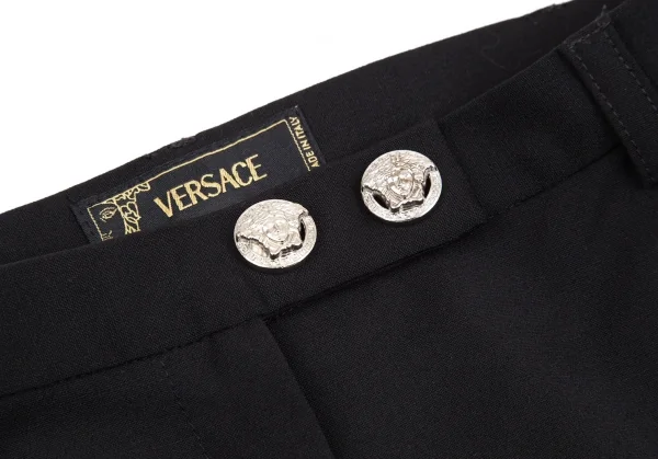 ヴェルサーチVERSACE ストレッチメデューサボタンパンツ 黒38 K-116823_003