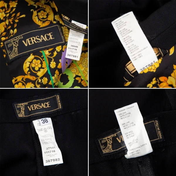 ヴェルサーチVERSACE ストレッチメデューサボタンセットアップスーツ 黒38 K-116824_018