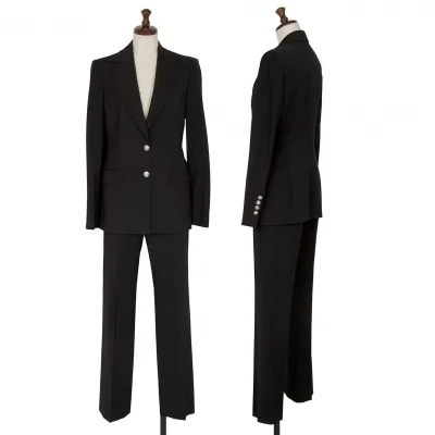 ヴェルサーチVERSACE ストレッチメデューサボタンセットアップスーツ 黒