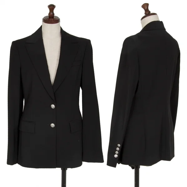 ヴェルサーチVERSACE ストレッチメデューサボタンセットアップスーツ 黒38 K-116824_002