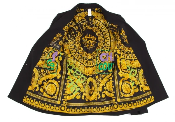 ヴェルサーチVERSACE ストレッチメデューサボタンセットアップスーツ 黒38 K-116824_004
