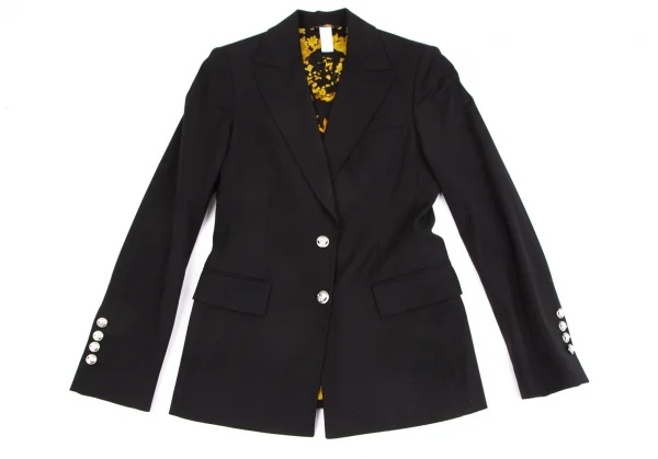 ヴェルサーチVERSACE ストレッチメデューサボタンセットアップスーツ 黒38 K-116824_007