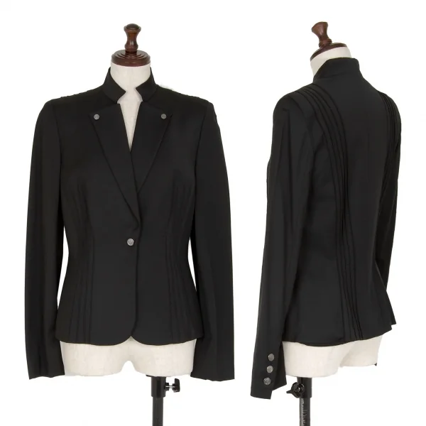 ジャンニヴェルサーチGIANNI VERSACE スタンドカラーピンタックジャケット 黒40 K-116825_001