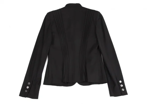ジャンニヴェルサーチGIANNI VERSACE スタンドカラーピンタックジャケット 黒40 K-116825_012
