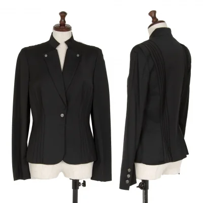 ジャンニヴェルサーチGIANNI VERSACE スタンドカラーピンタックジャケット 黒