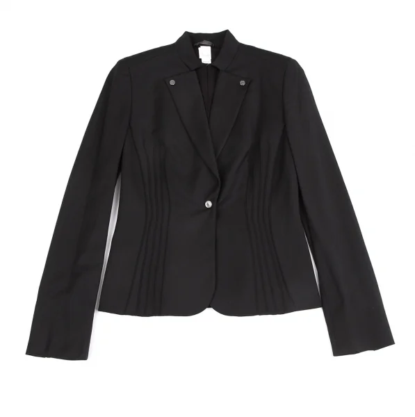 ジャンニヴェルサーチGIANNI VERSACE スタンドカラーピンタックジャケット 黒40 K-116825_002