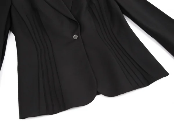 ジャンニヴェルサーチGIANNI VERSACE スタンドカラーピンタックジャケット 黒40 K-116825_008