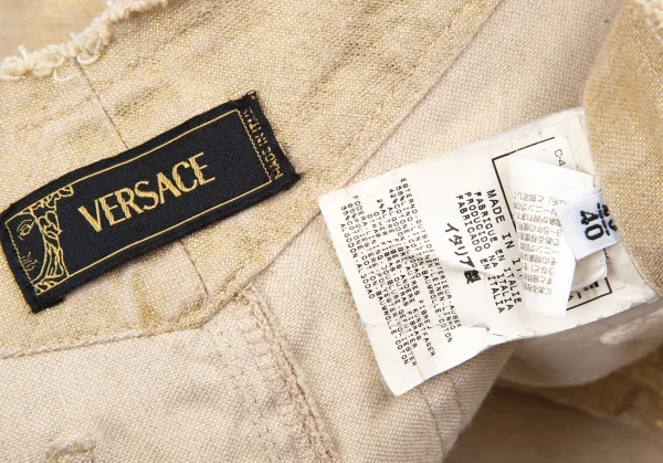 ヴェルサーチVERSACE フォイルプリントウエストカットオフスカート ベージュ40 K-116828_014